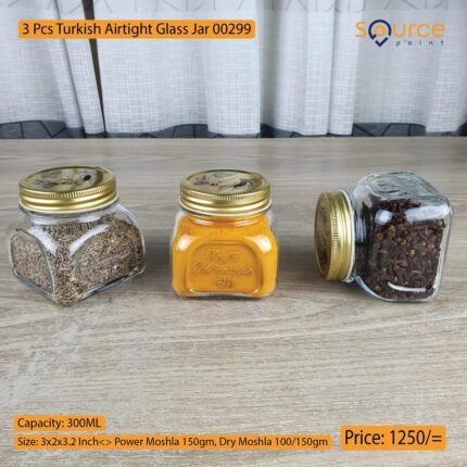 3 pcs turkish airtight glass jar 00299