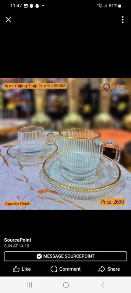 6pcs yuijing staip cup set