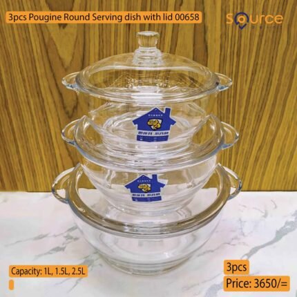 3pcs Pougine Round Serving dish with lid 00658